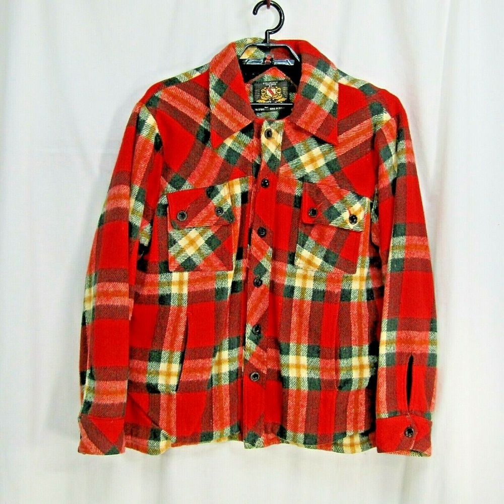 Cabot Button Front Plaid Jacket Vtg Sz XL Linen Li